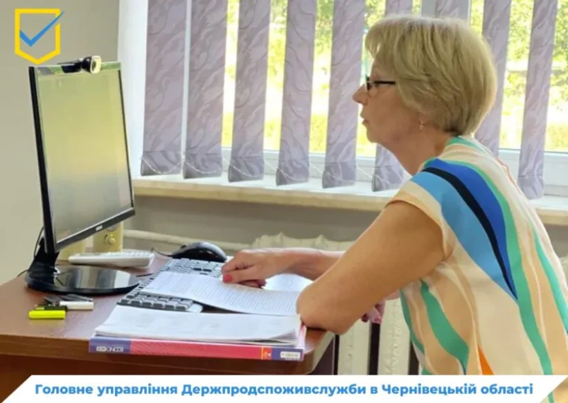 на фото жінка дивиться в монітор