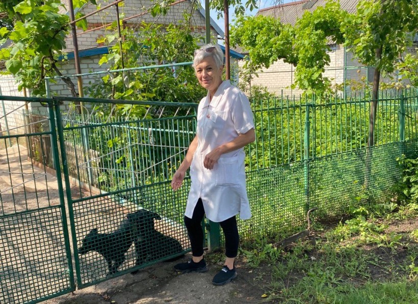 На фотографії зображено як фахівці Держпродспоживслужби в Запорізькій області лікують тварин