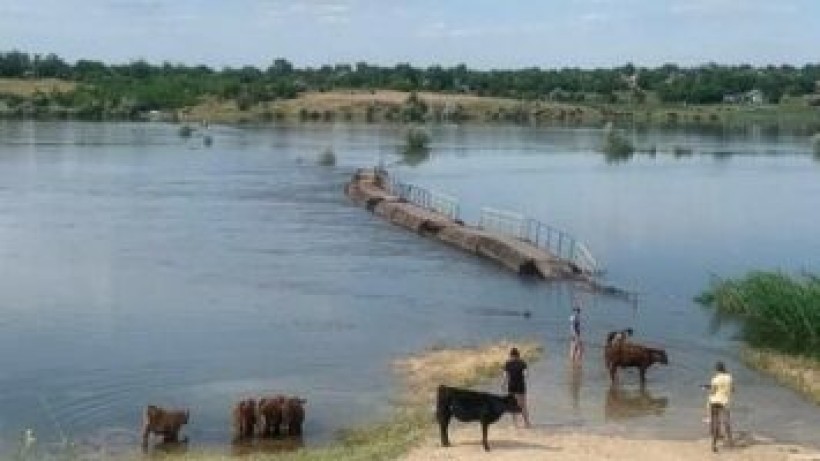 на фото річка, що вийшла з берегів